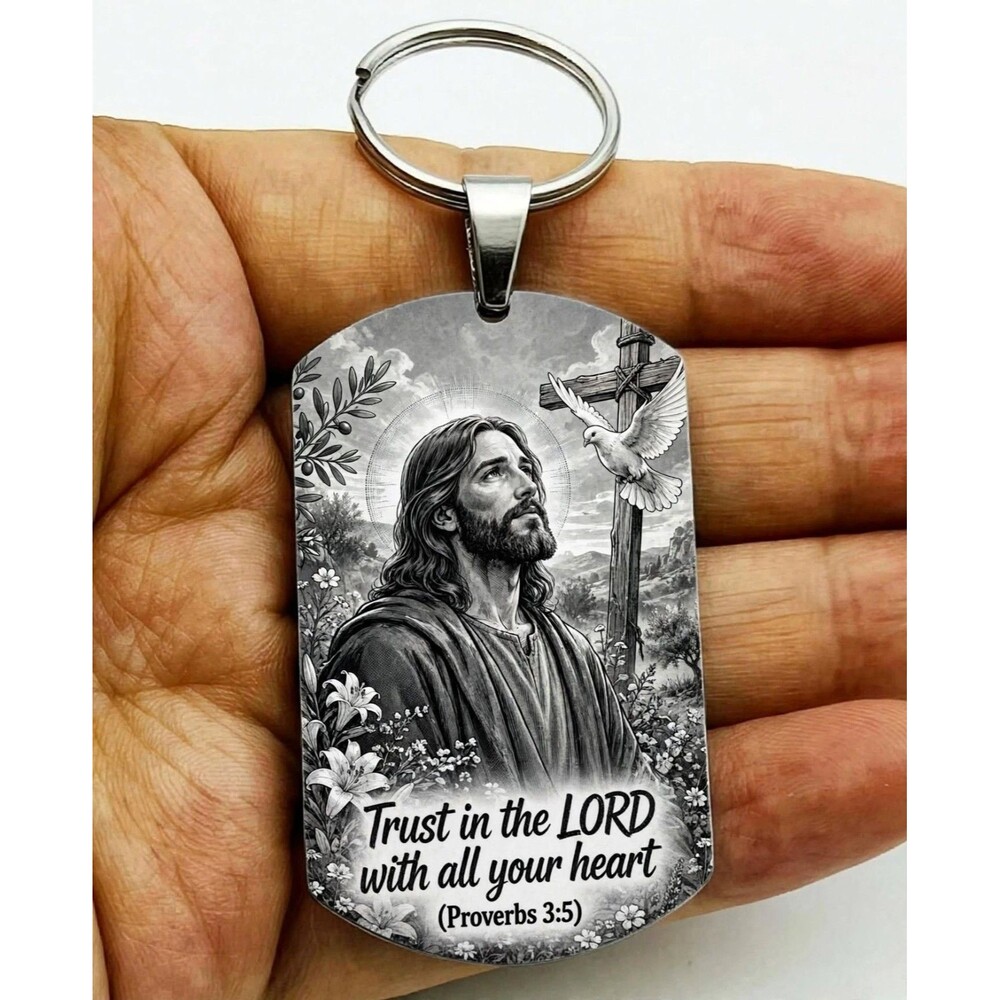 Trust Your Heart Quote God Lord Jesus Christ Stainless Keychain Reminder Bible